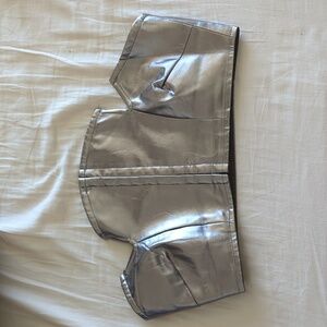 Nasty Gal Silver Corset Bra Top
